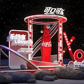Coca-Cola 130th Anniversary Photo Spot With Neon Red Decorations And Bottle