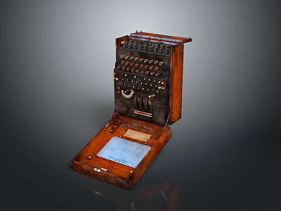 Vintage Wooden Household Item With Multiple Knobs Buttons And Tray Surface 3d model