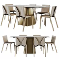 Modern Dining Table Set With Upholstered Chairs And Metal Frame Design 3d model