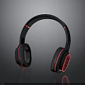 Stylish Black Red Over ear Headphones With Comfortable Earpads And Modern Design