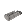 Light Gray Fabric Three Seater Sofa With Geometric Pattern Cushions And Throw Blanket 3d model