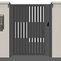Modern Entrance Gate With Vertical Slat Design And White Pillars Security Access