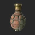 Hand Grenade with Surface Grid Texture Reddish Copper and Green Color and Metal Top Part