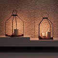 Cozy Decorative Ornament Set With Lantern Shaped Candle Holders On Shelves
