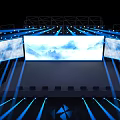 Event Stage With Blue Lights And Landscape Screens 3d model