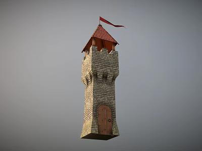 Vintage Stone Tower Watchtower Tower 3d model