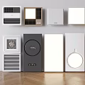 Various Modern Types Of Household Electrical Appliances Displayed On Wall And Floor