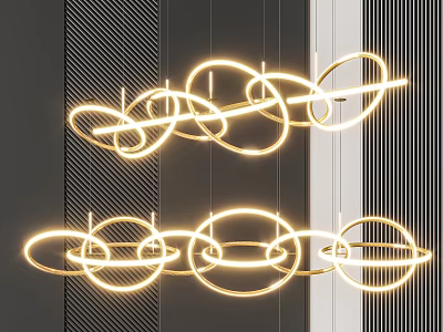 Modern Chandelier With Circular Ring Design Bright Illuminated Light For Contemporary Interior Spaces 3d model