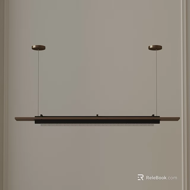 Modern Minimalist Linear Pendant Light With Two Metal Rods Ceiling Mounted Dark Finish Design 3d model 