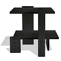 Modern Dark Wooden Coffee Table With Sleek Layered Design And Geometric Structure