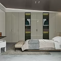Modern Minimalist Bedroom Interior Design With Built In Cabinets Bed And Lighting