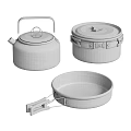 Black Cookware Set Featuring Orange Handles Pot Kettle and Frying Pan