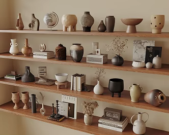 Quiet Chinese and Ancient Ornaments Combination Quiet Wind Ornaments Antique Ornaments Books Pottery Pot TV Cabinet Ornaments 3d model