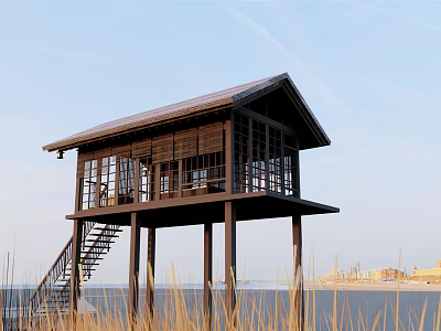 New Chinese Lookout Sightseeing Hotel Lookout 3d model