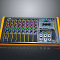 Electronic Control Panel With Colorful Ports Knobs And Yellow Border Design
