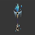 Icy Blue Magical Staff with Ice Crystals Blue Gemstones and Golden Accents