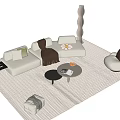Modern L Shaped Light Colored Sofa Set With Armchair Coffee Table Throw Pillows And Rug