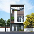 Modern Style Single Family Villa Exterior With Large Windows Balcony Greenery And Surrounding Trees