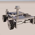 Advanced Robotic Vehicle With Metal Frame Large Wheels And Cylindrical Top 3d model
