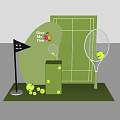 Tennis Theme Photo Spot With Rackets Balls Green Background And Give Me Five Sign