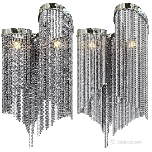 Modern Silver Chain Fringe Wall Lights With Elegant Design For Interior Use 3d model 