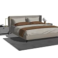 Modern Double Bed Interior With Bedside Tables Table Lamps And Neutral Linen 3d model