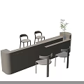 Modern Winner Bar Interior With Light Colored Surface Wooden Accent Stools Chairs And Potted Plant