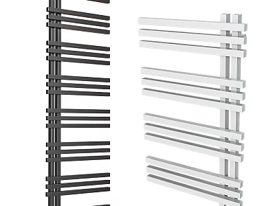 Stylish Bathroom Towels on Modern Black and White Towel Rack Design 3d model