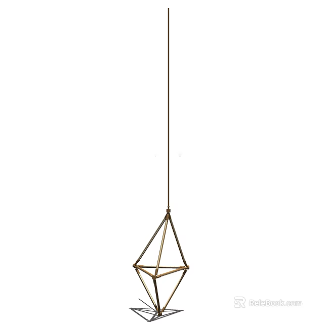 Geometric Gold Metal Pendant Light Modern Minimalist Hanging Interior Design 3d model 