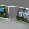 Elegant Floral Display Design with Green Plant Wall Curved Display and Real Estate Project Screens