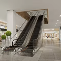 Bright Spacious Modern Shopping Mall Lobby With Central Escalators And Surrounding Retail Brand Stores