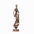 Abstract Bronze Female Sculpture With Curved Body And Square Base Stand