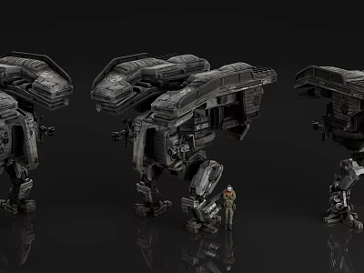Giant Mech Game Movie Characters With Human Figure For Size Comparison 3d model