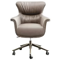 Modern Leather Office Chair With Swivel Base And Casters