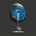 Detailed Decorative Globe Interior With Marine Animals And Small Astronaut Model