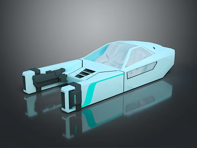 Futuristic Concept Vehicle with Light Blue White Body Transparent Cockpit and Streamlined Design 3d model