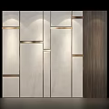 Modern Background Wall With Light Colored Panels Golden Trim And Vertical Stripe Design