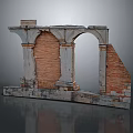 Ancient Architectural Ruins Featuring Red Brick Walls And Decorative Stone Arches