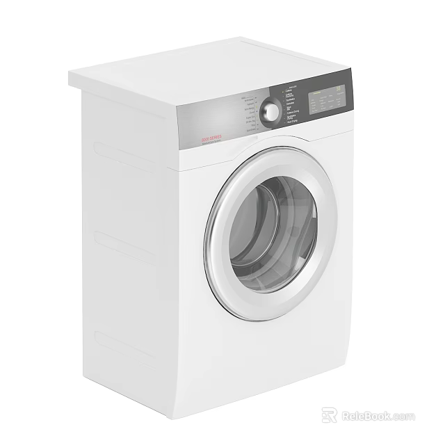 White Front Loading Washing Machine With Digital Control Panel And Sleek Design 3d model 