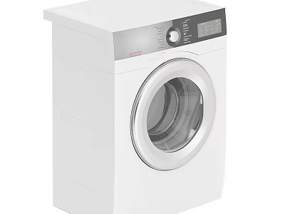 White Front Loading Washing Machine With Digital Control Panel And Sleek Design 3d model