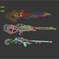 Futuristic Sci Fi Weapons with Different Color Designs and Advanced Mechanical Structures 3d model