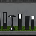 Modern Outdoor Lights With Various Contemporary Styles Placed On Green Grass Lawn