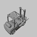 Yellow Black Forklift with Front Forks Operator Cab and Large Wheels 3d model