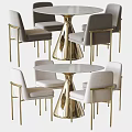Elegant Modern Dining Table And Chairs Set With Gold Metal Frames And Round Table Top 3d model