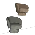 Modern Stylish Accent Chair in Brown and Gray with Round Base and Plush Fabric