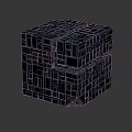 Cartoon Style Stacked Cube Structure With Blue Brown Textures And Reflective Base 3d model