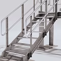 Modern Industrial Metal Bridge Featuring Stairs And Safety Railings Structure