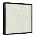 Black Framed White Abstract Painting On Minimalist White Wall With Wainscoting