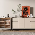 Cream wind home porch cabinet 3d model
