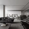 Modern Office Interior With Ergonomic Desks Leather Sofas And Large Windows 3d model